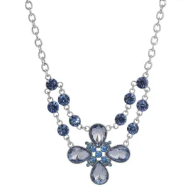 2028 Jewelry Crystal Flower Necklace 16"   3" Extender