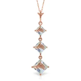 2.4 Carat 14K Solid Rose Gold Waterdrops Aquamarine Necklace