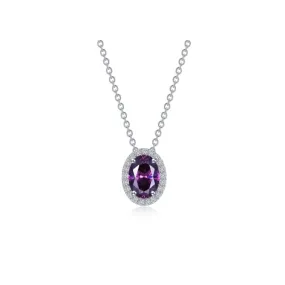 2.56 CTW Oval Amethyst Halo Necklace