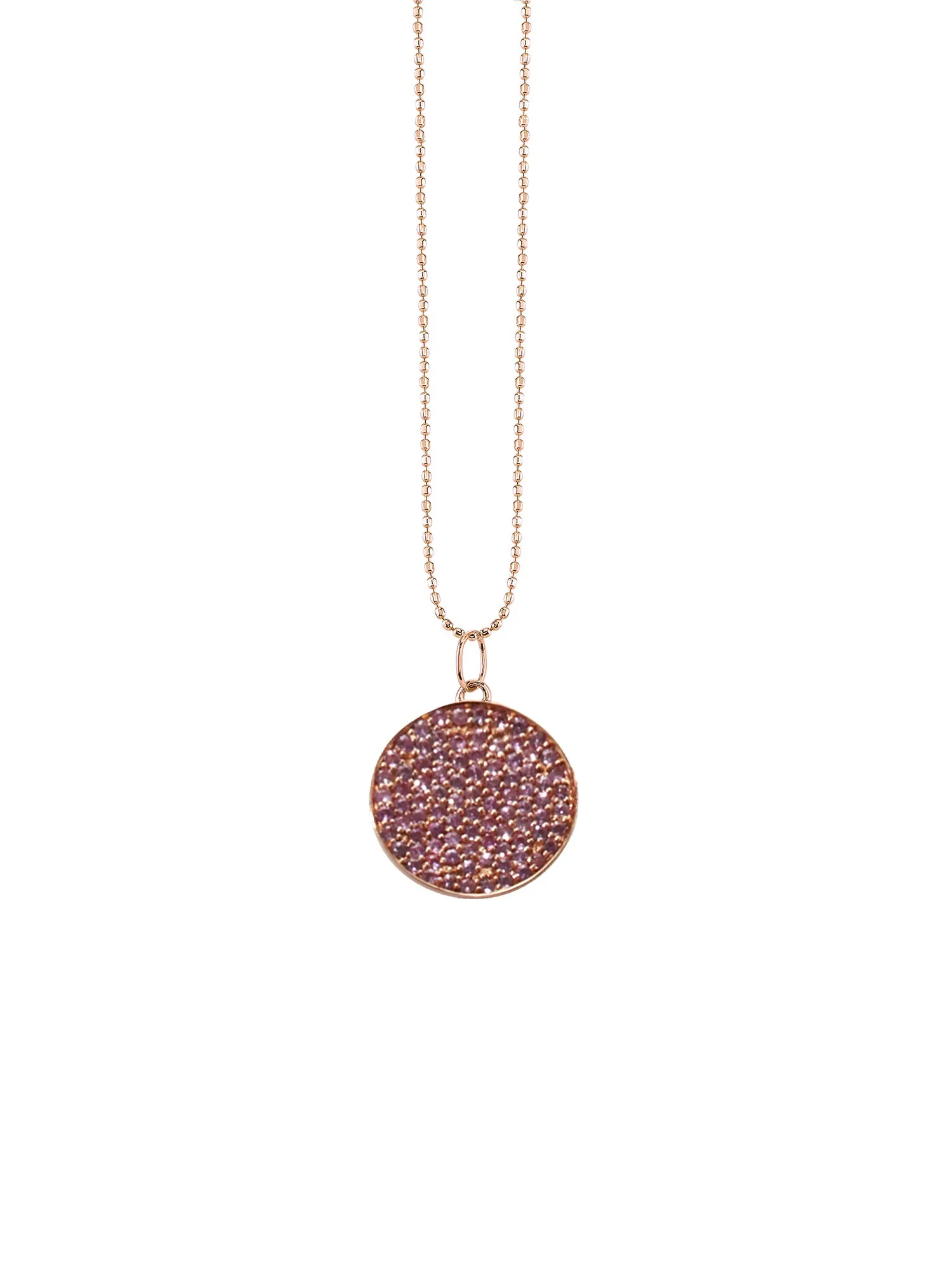 28" Pavé Pink Sapphire Disc Necklace