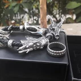 3 Pcs Gothic Dragon Spine Ring Jewelry Set