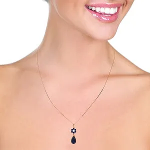 3.83 Carat 14K Solid Rose Gold Necklace Natural Sapphire Diamond