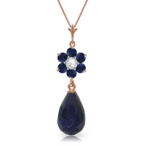 3.83 Carat 14K Solid Rose Gold Necklace Natural Sapphire Diamond