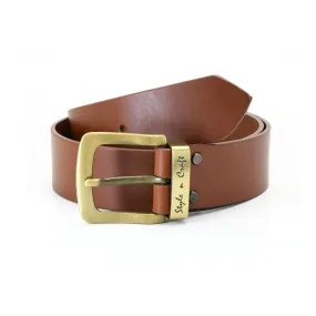 392714 Leather Belt in Tan Color with Gold Buckle | Style n Craft