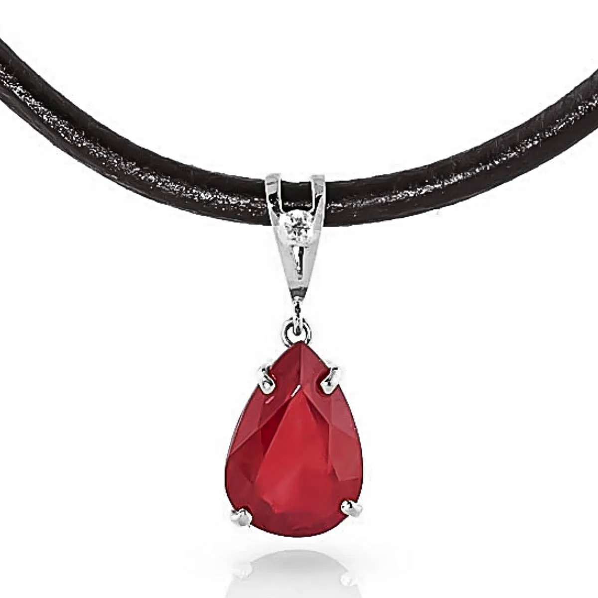 5.01 Carat 14K Solid White Gold Attainable Ruby Diamond Necklace