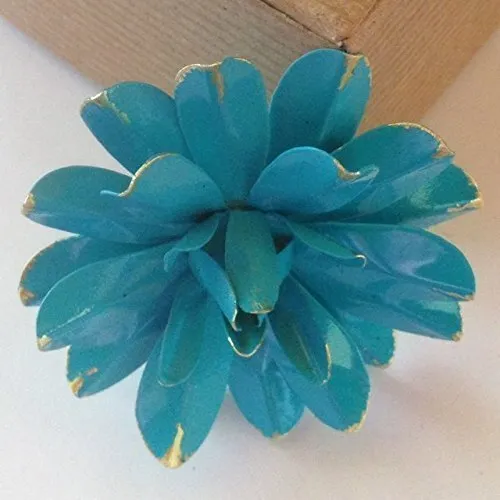 60s Style Bright Aqua Blue Antiqued Water Lily