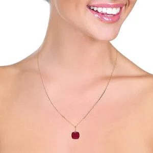 6.75 Carat 14K Solid Rose Gold Necklace Cushion Shape Ruby