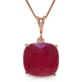 6.75 Carat 14K Solid Rose Gold Necklace Cushion Shape Ruby