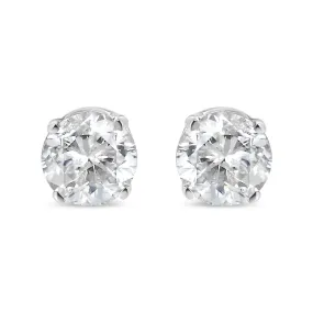 .925 Sterling Silver 1/4 Cttw Round Brilliant-Cut Near Colorless Diamond Classic 4-Prong Stud Earrings (I-J Color, I1-I2 Clarity)