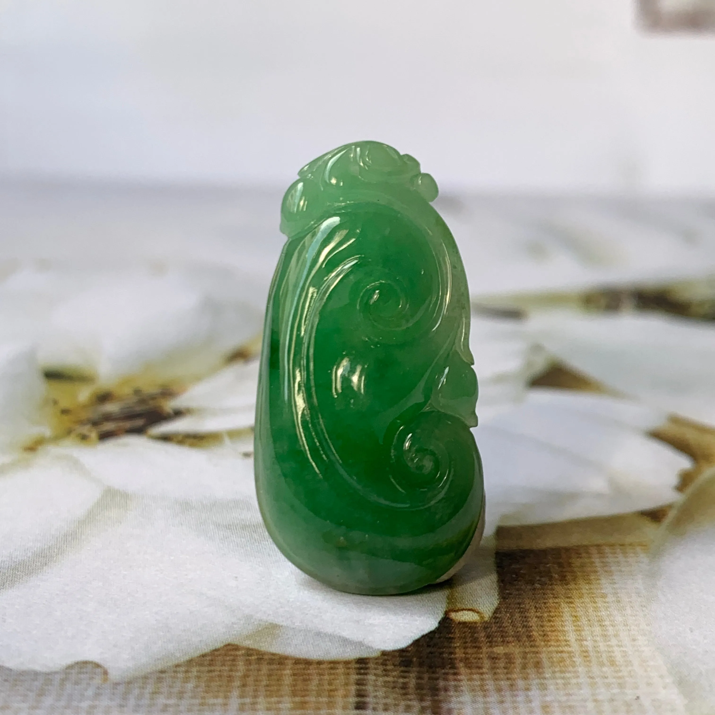 A-Grade Imperial Green Jadeite Ruyi Pendant No.170832