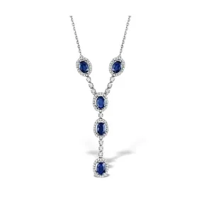 Acotis Diamonds 9K White Gold 0.61ct Diamond Sapphire Necklace B1258