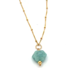 aegean - aquamarine hexagonal pendant necklace