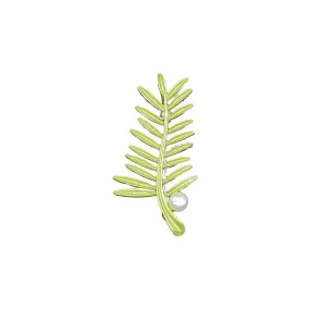 Alloy Pearl Fern Leaf Brooch