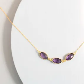 Amethyst 3-Bezel Necklace