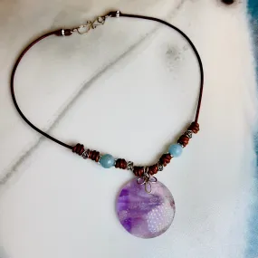 Amethyst & Aquamarine Leather Necklace