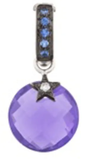 Amethyst Detachable Charm in 18kt Gold with Blue Sapphire   Diamond