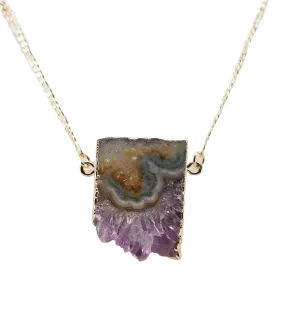 Amethyst Horizontal Slice Necklace