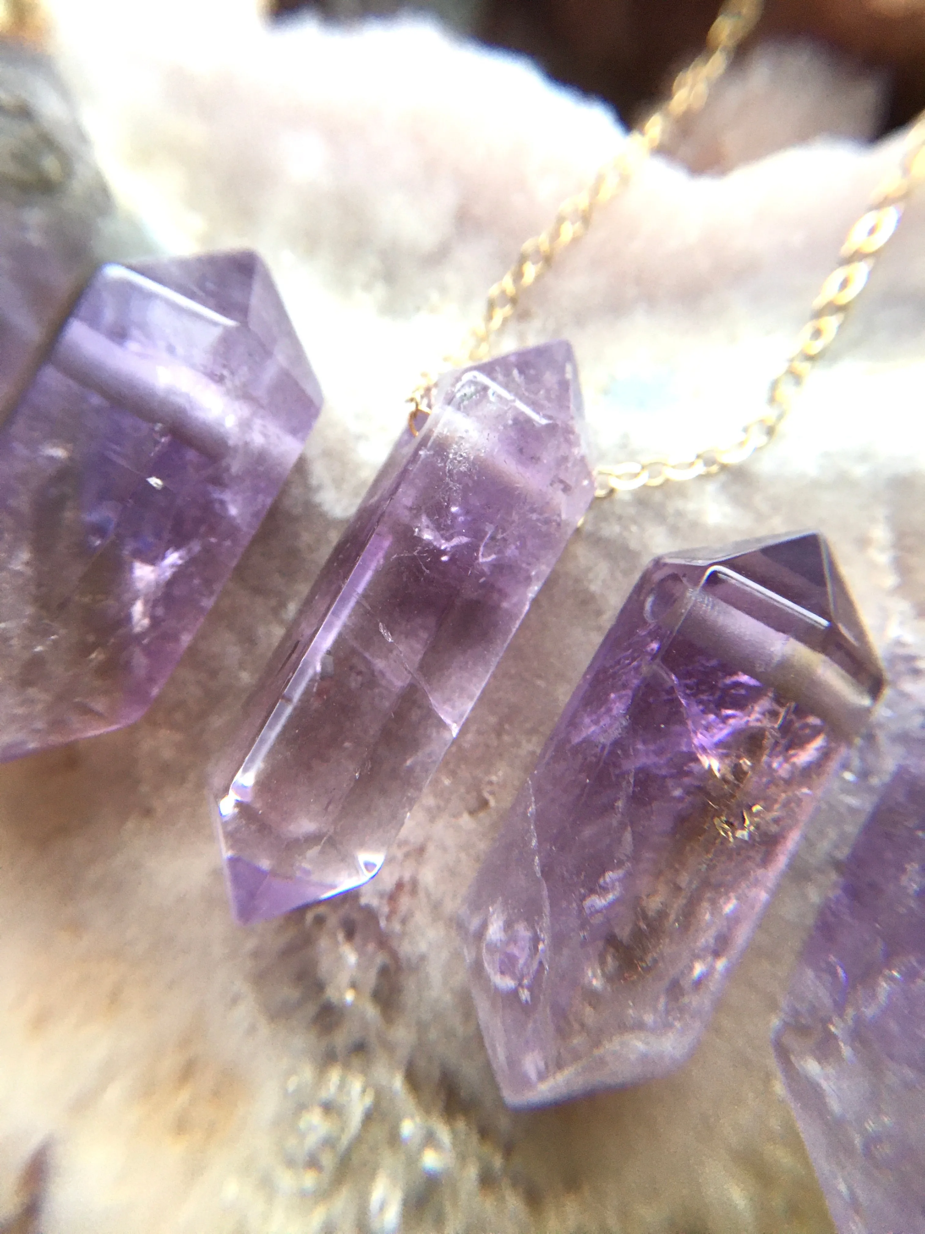 Amethyst Point Necklace Crown Chakra Crystal