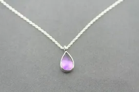 Amethyst teardrop silver pendant necklace