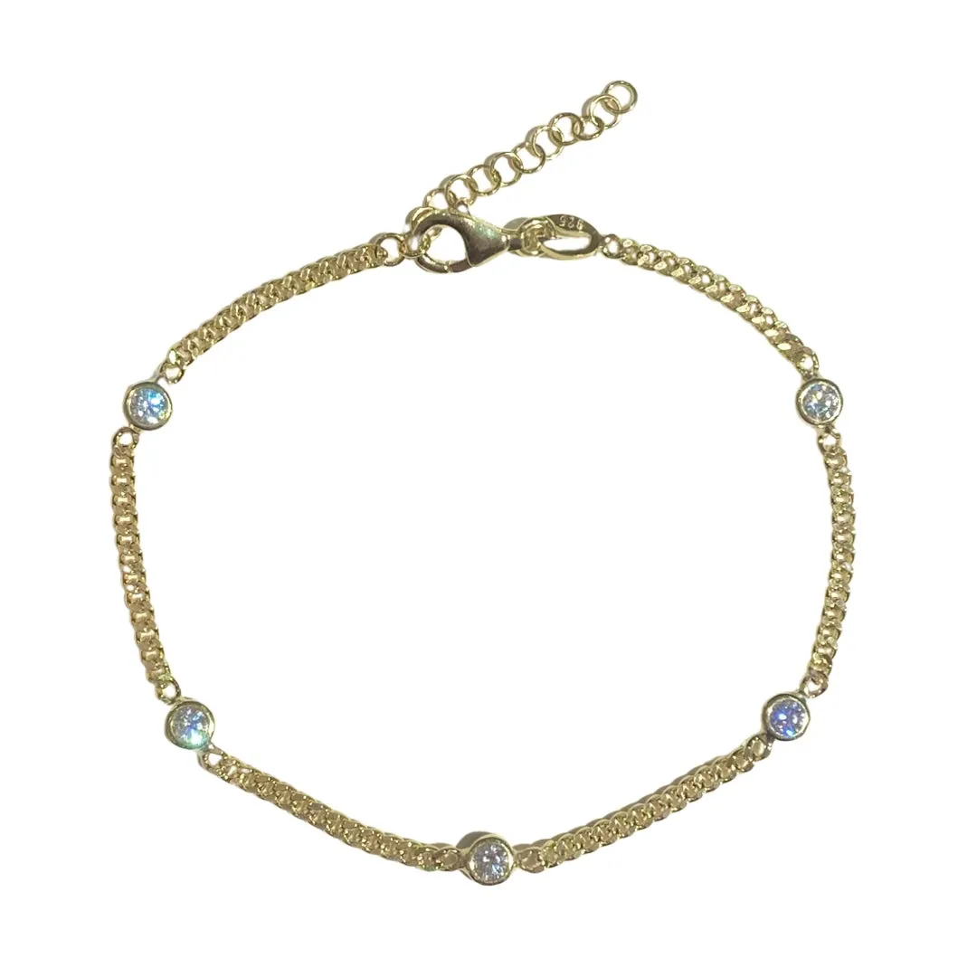 Amy Cuban Chain Bezel Bracelet