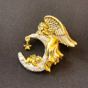 Angel On The Moon Brooch