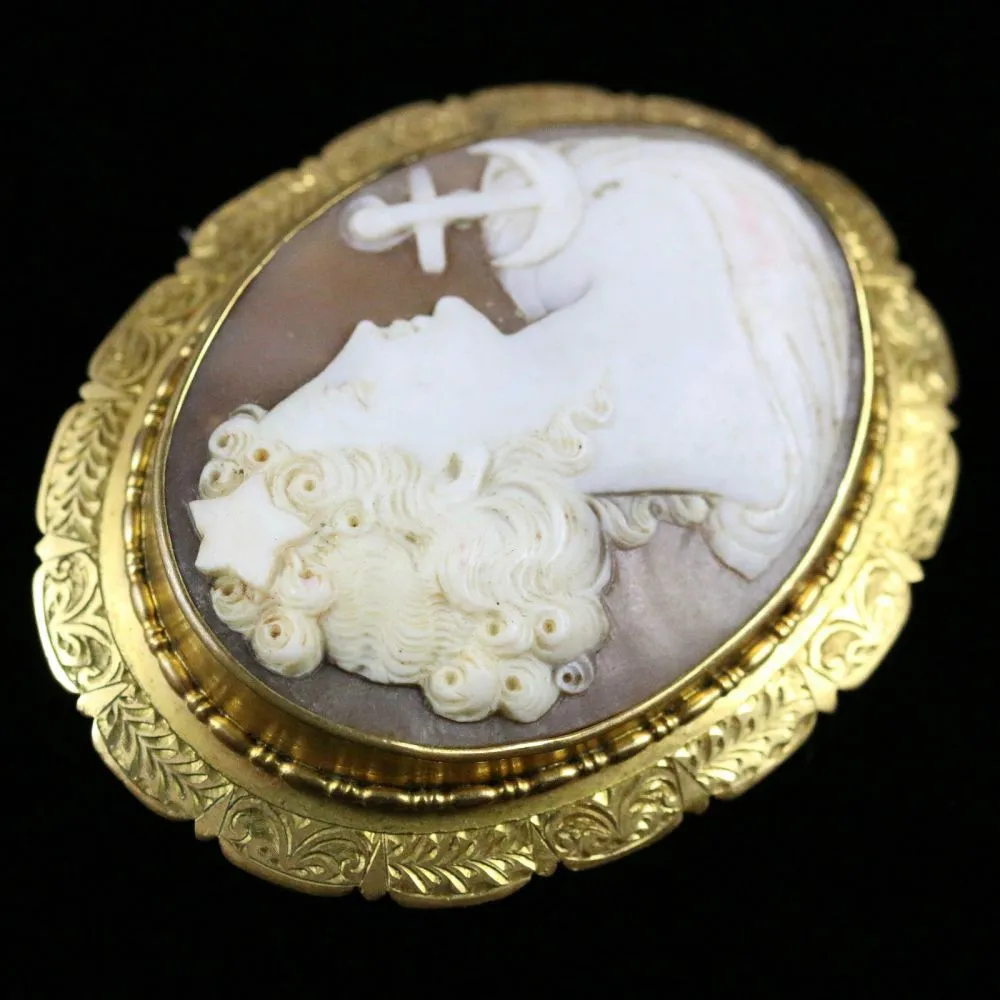 Antique Cameo Brooch Gold Victorian Circa 1860