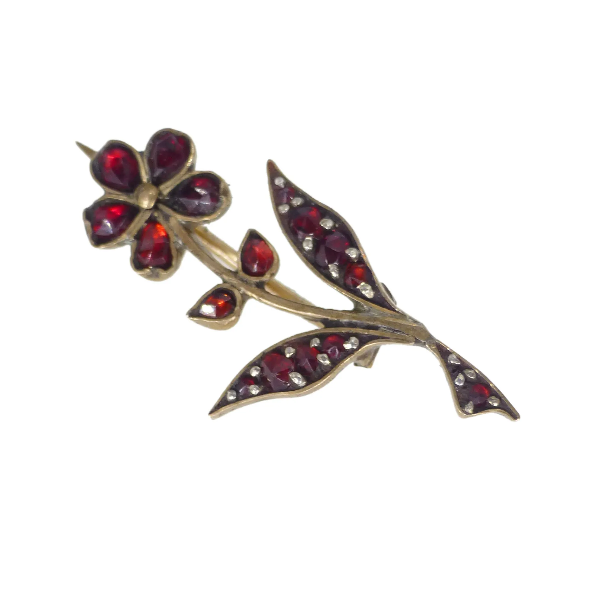 Antique Victorian Bohemian Garnet Posy Brooch