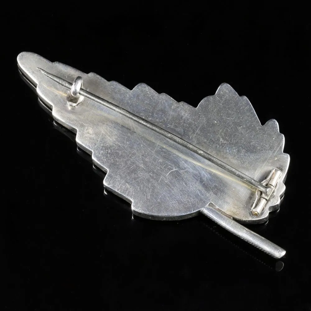 Antique Victorian Scottish Leaf Brooch Silver Circa 1860