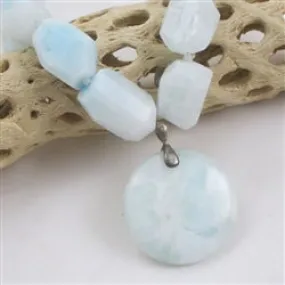 Aqua Bead Necklace Large Amazonite Nugget Pendant Necklace