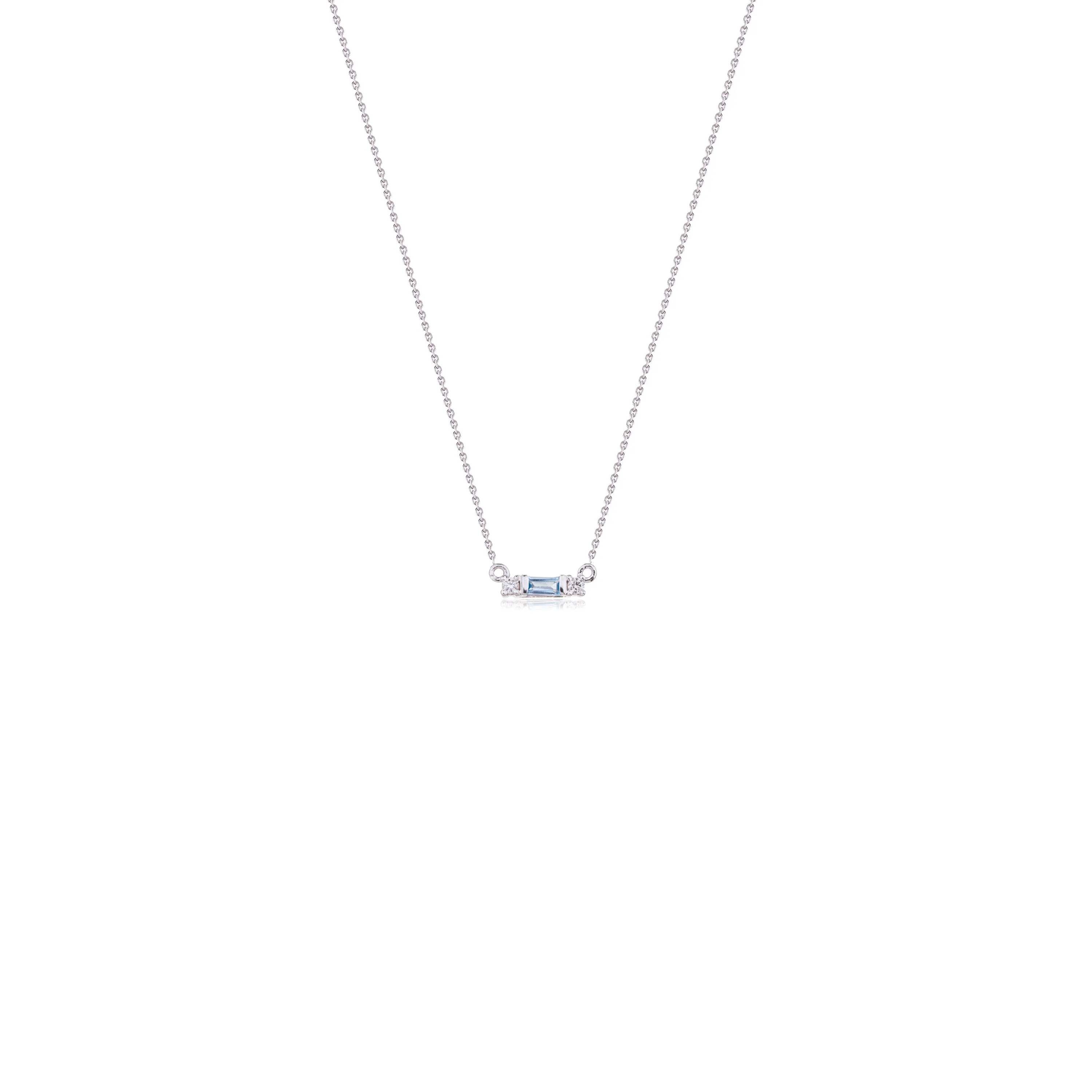 Aquamarine and Diamond Necklace in White Gold