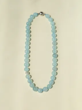 Aquamarine Beaded Necklace with Magnetic Clasp