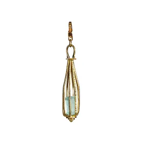 Aquamarine Crystal Cage Charm - 18k gold