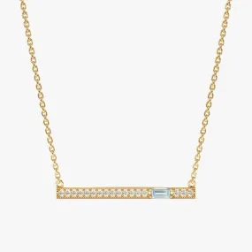 Aquamarine Diamond Bar Necklace, Madilyn