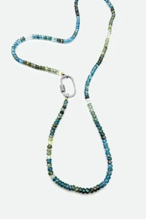 AQUAMARINE LONG NECKLACE WITH DIAMOND CLASP