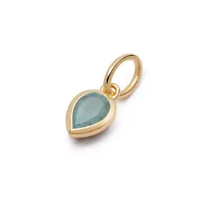 Aquamarine March Birthstone Charm Pendant 18ct Gold Plate