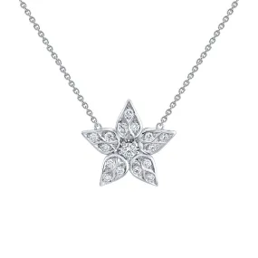 Artisan Pave Diamond Lily Pendant Necklace