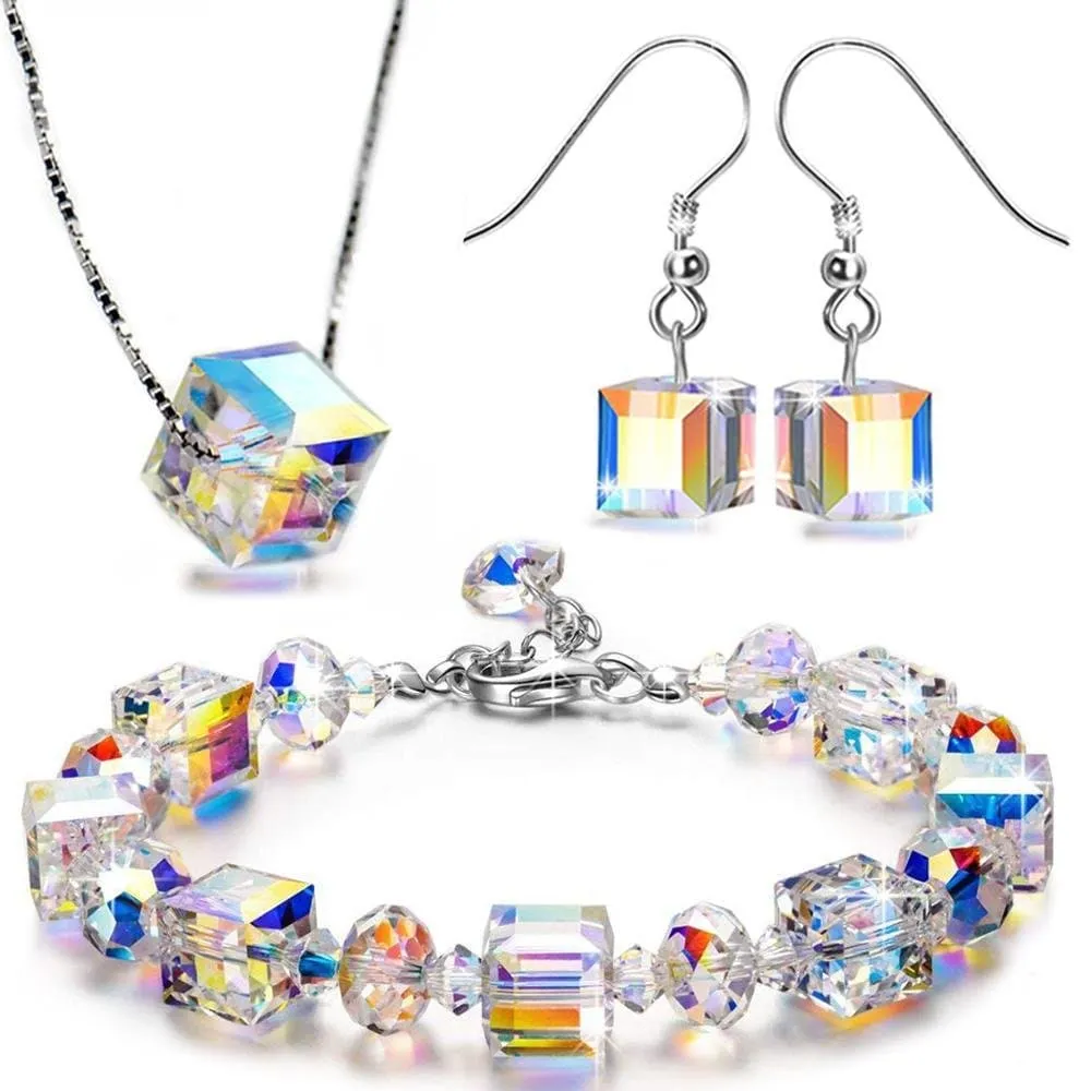 Aurora Northern Lights Jewelry Set - 3 Piece Set with Mesmerizing Aurora Crystals