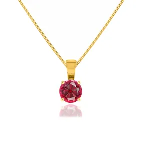 AURORA - Round Ruby 18k Yellow Gold Solitaire Pendant