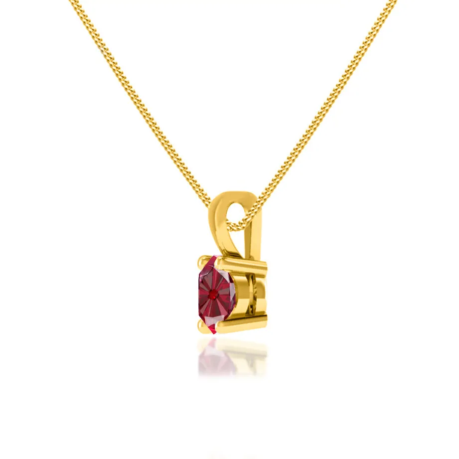 AURORA - Round Ruby 18k Yellow Gold Solitaire Pendant