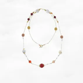 Autumn Carnelian and Agate Long Chain Necklace