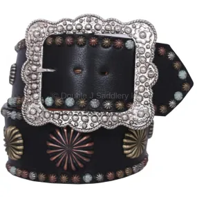 B732 - Black Multi Color Dot Belt