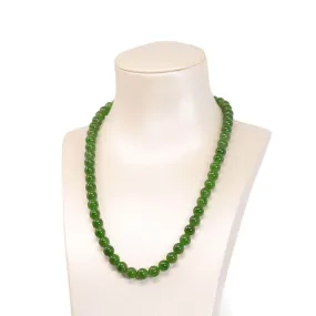 Baikalla Genuine High-quality Apple Green Nephrite Jade Round Beads Necklace ( 6mm )