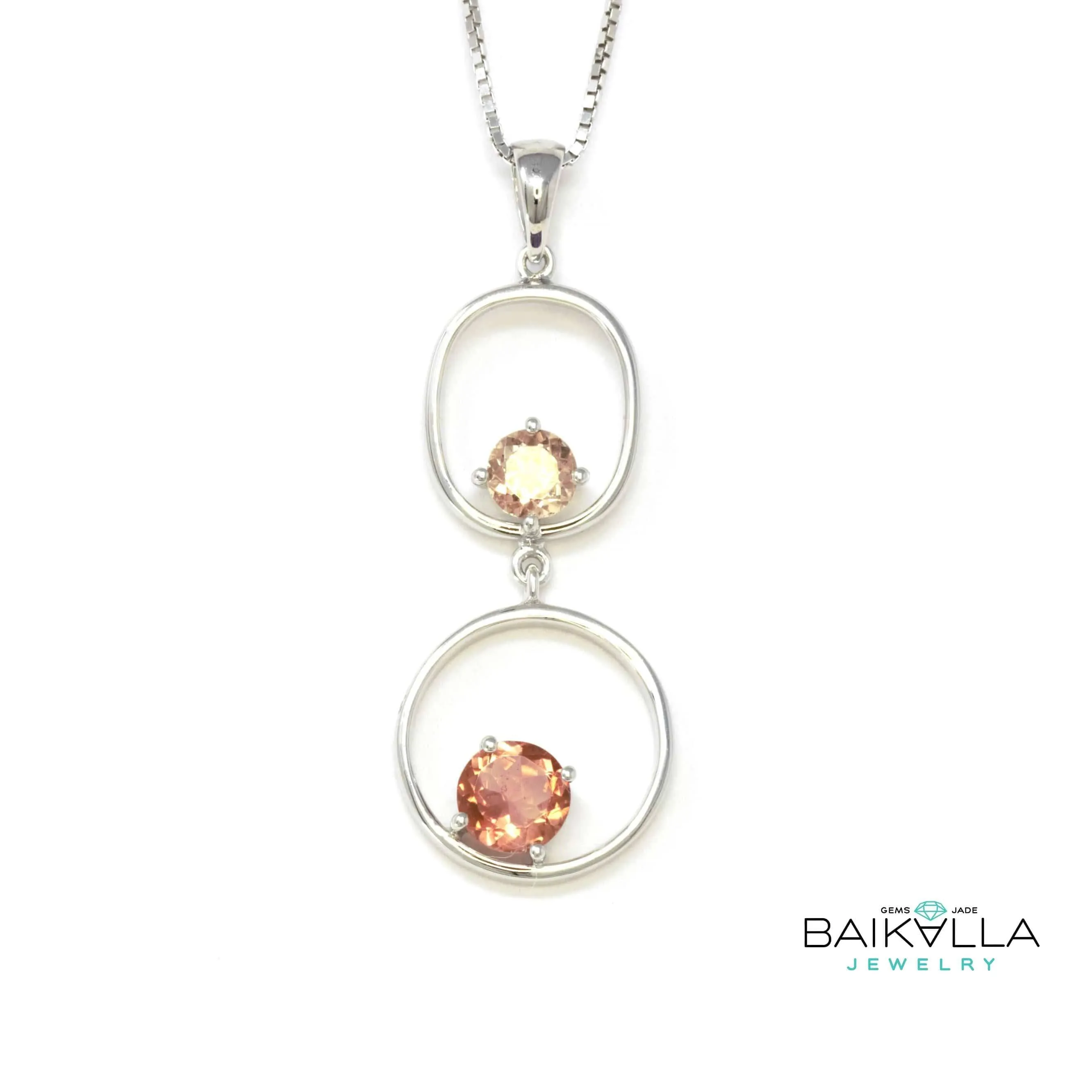 Baikalla™ "Diana" 14k Gold Natural  2 Oregon Sunstones Pendant Necklace