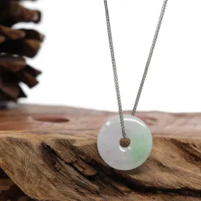 Baikalla "Good Luck Button" Necklace Green and Lavender Jadeite Jade Lucky Ping An Kou Necklace