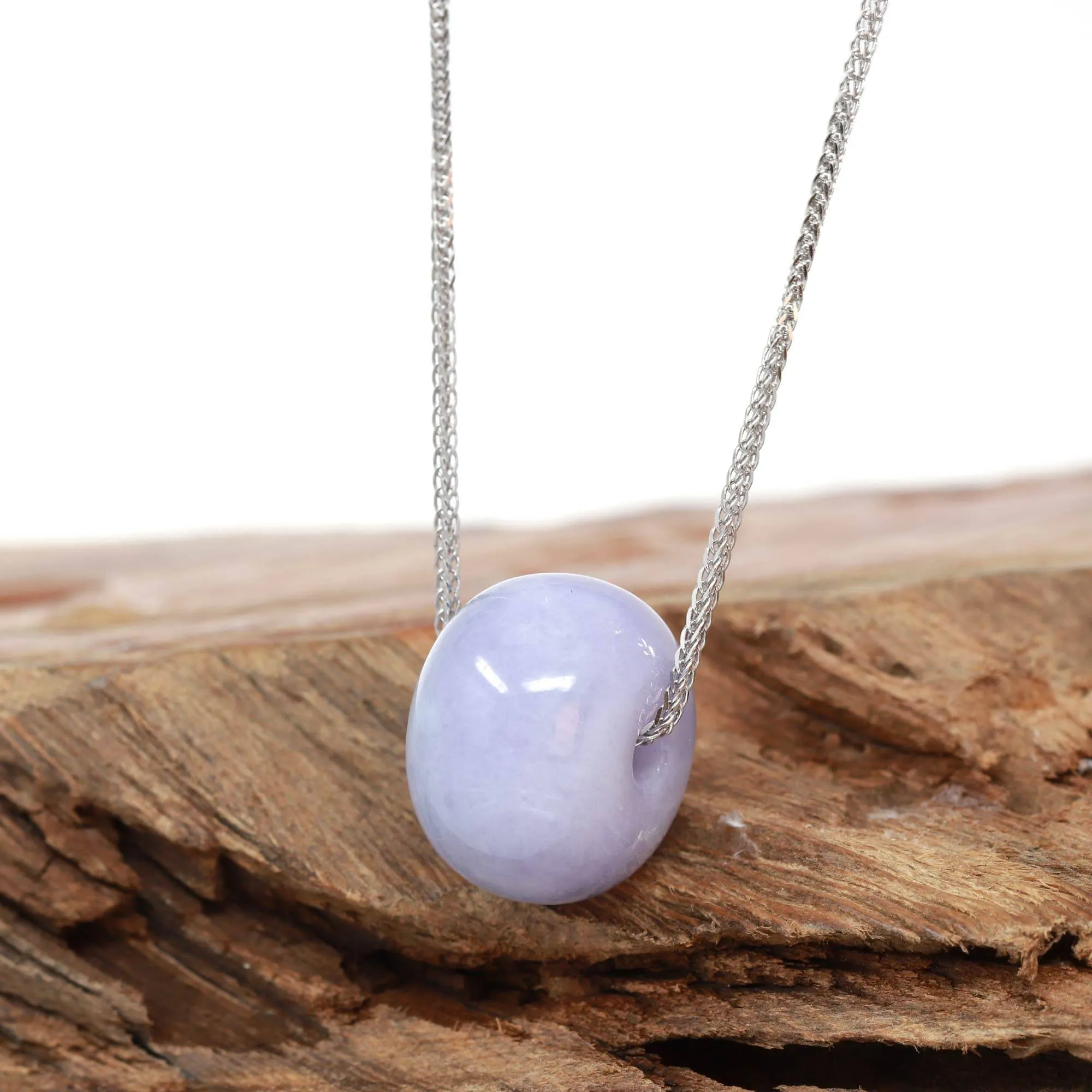 Baikalla™ "Good Luck Button" ( Ping An Kou ) Necklace Real Lavender Jade Lucky KouKou Pendant Necklace