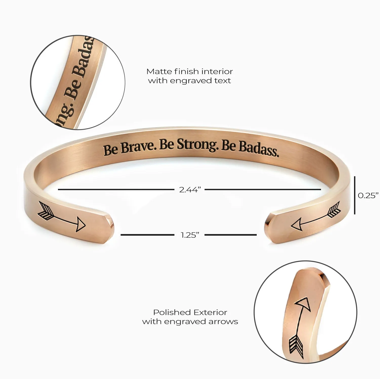 Be Brave. Be Strong. Be Badass. Personalizable Cuff Bracelet