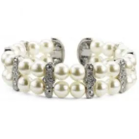 Bethanie Light Ivory Pearl and Crystal Cuff Bracelet