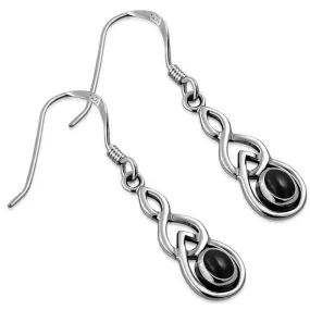 Black Onyx Celtic Knot Silver Earrings