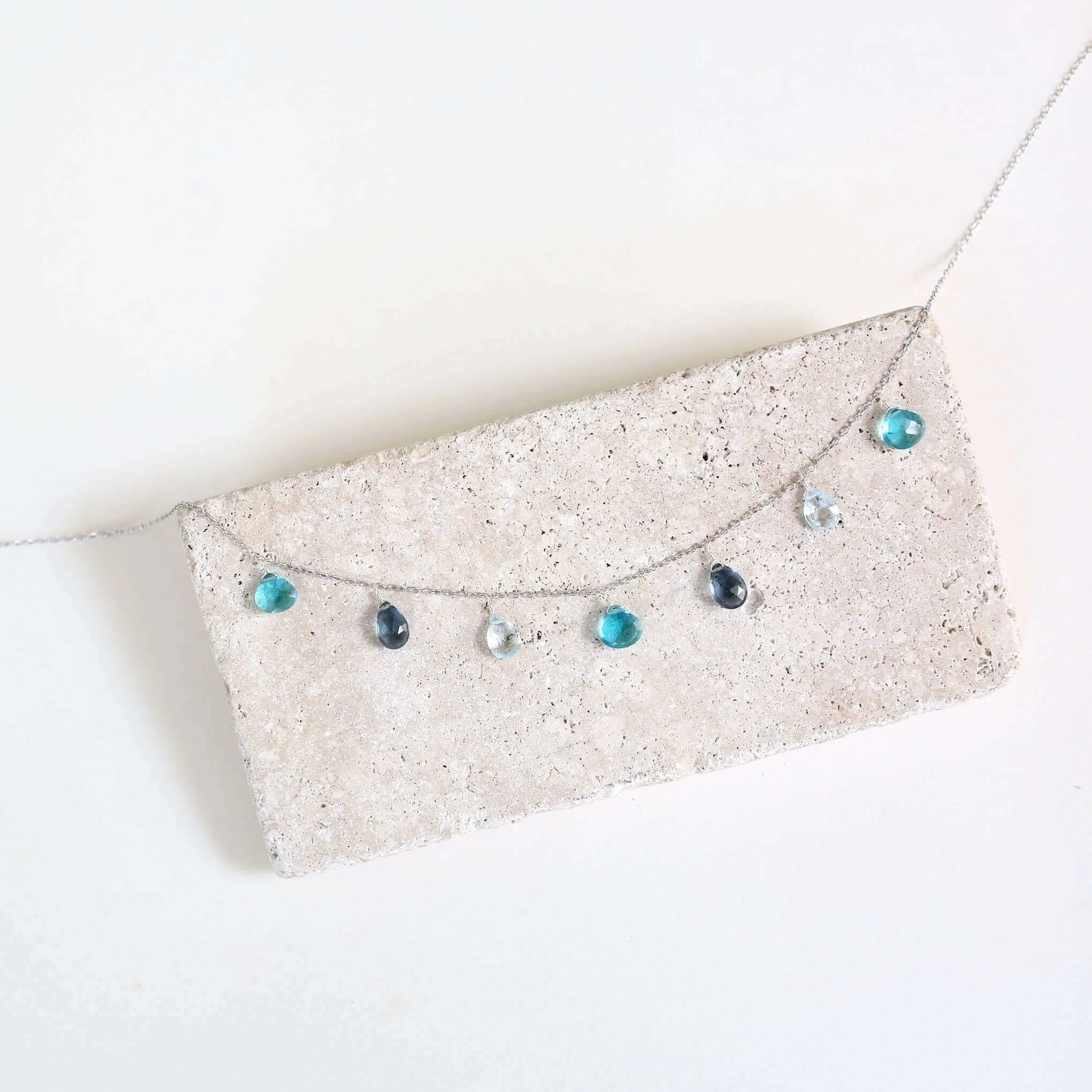 Blue Gemstone Silver Sparkler Necklace