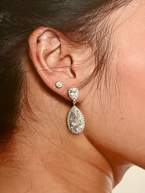 Bridal Earrings, Swarovski and Zirconia Quinceanera Jewelry Drop Earring